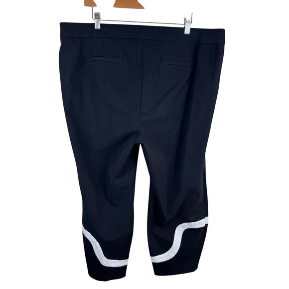 Alfani Black Cropped Straight Leg High Rise Dress Pants White Trim Size 18W - Picture 3 of 7